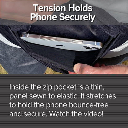Close-up of secure inner zip pocket on Tune Belt running belt