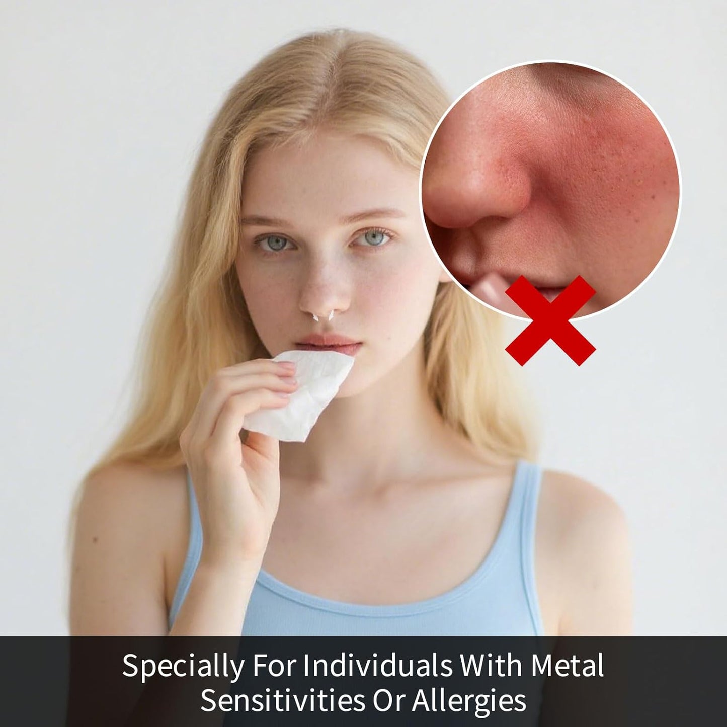 Horseshoe Nose Ring Hypoallergenic Septum Rings, Body Clear Piercing Retainer for Women and Men,16G Septum Nose Rings for Women,Smiley Piercing Jewelry