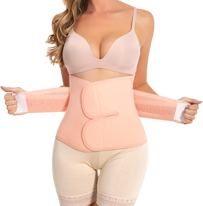 Before and after wearing postpartum belly compression band