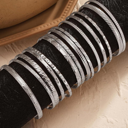 Gold bangle bracelet set showing elegant minimalist design details