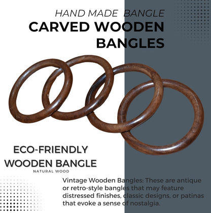 Handmade Natural Wooden Bangles, Stylish Designs,Artisan Premium Quality for Women | Natural Wood Bangles Christmas Gift Jewelry for Her | Eco-Friendly Artisan Crafted Gift