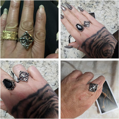 Witches knot ring detail showing durable stainless steel construction quality