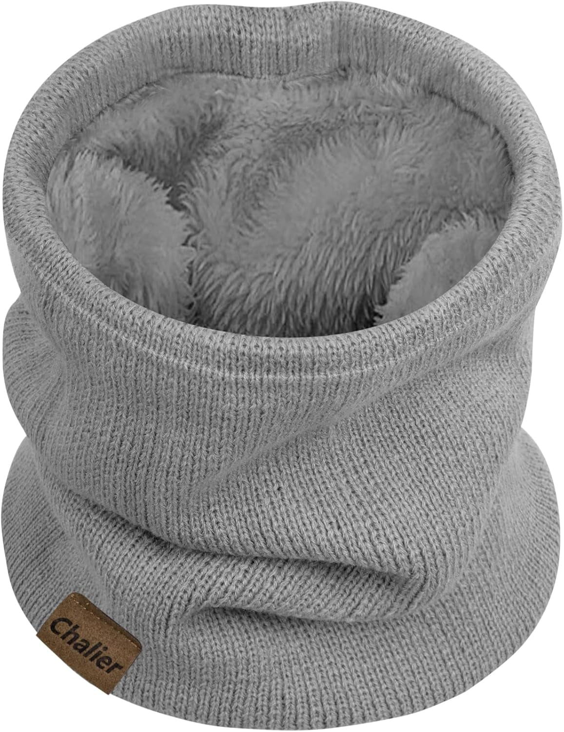 Chalier Infinity Scarf Winter Double-Layer Neck Warmer Knit Fleece Lined Circle Loop Scarves