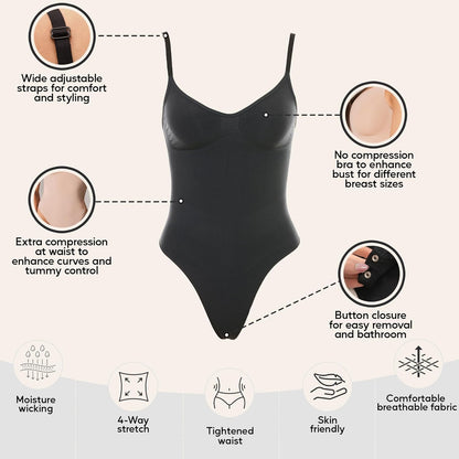 Side view of sculpting shaper bodysuit showing tummy control