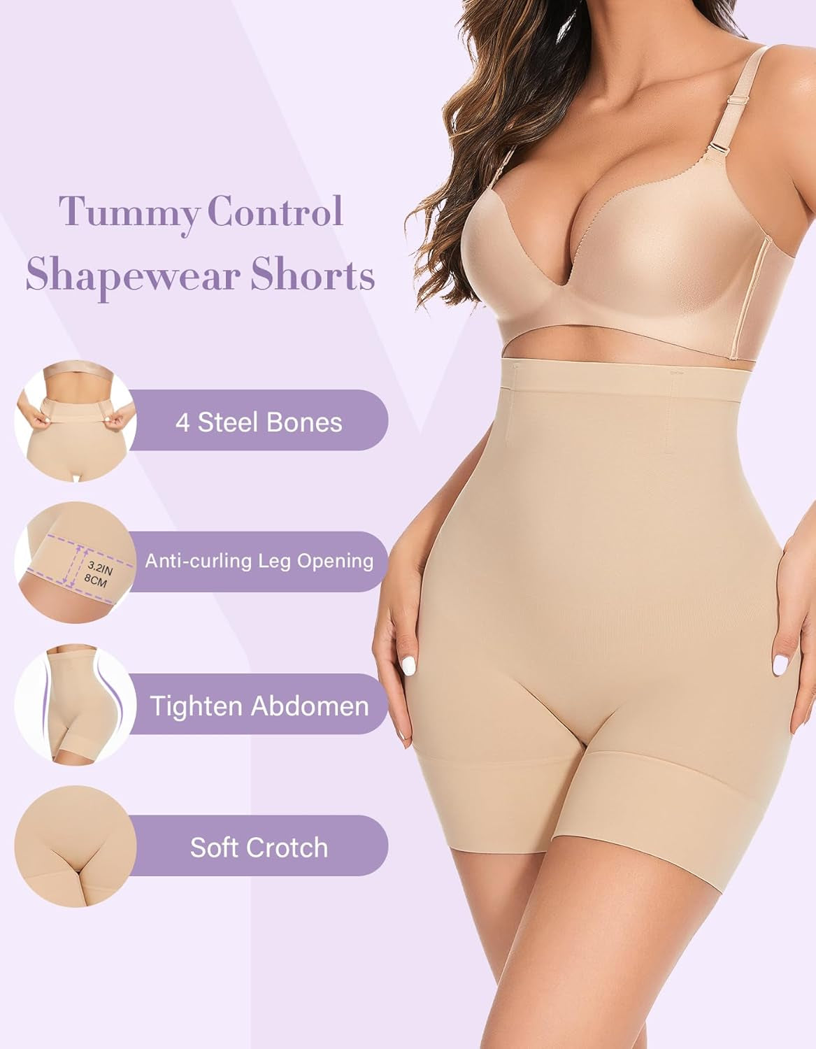 Shapewear shorts with tummy control worn under dress