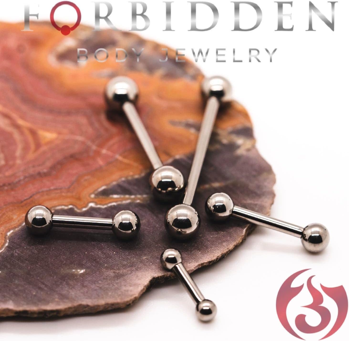 Forbidden Body Jewelry Nipple Barbell, Nipple Bars, Silver Nipplerings Piercing Surgical Steel 8G - 18G Straight Barbell Body Jewelry (Sold Individually)