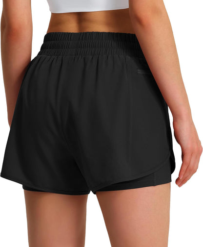 Lightweight athletic shorts with moisture-wicking liner detail