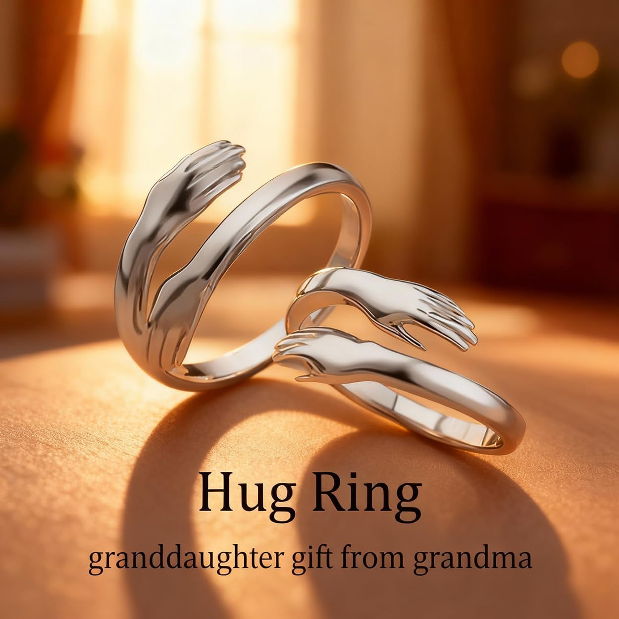 Granddaughter hug ring gift presentation and packaging