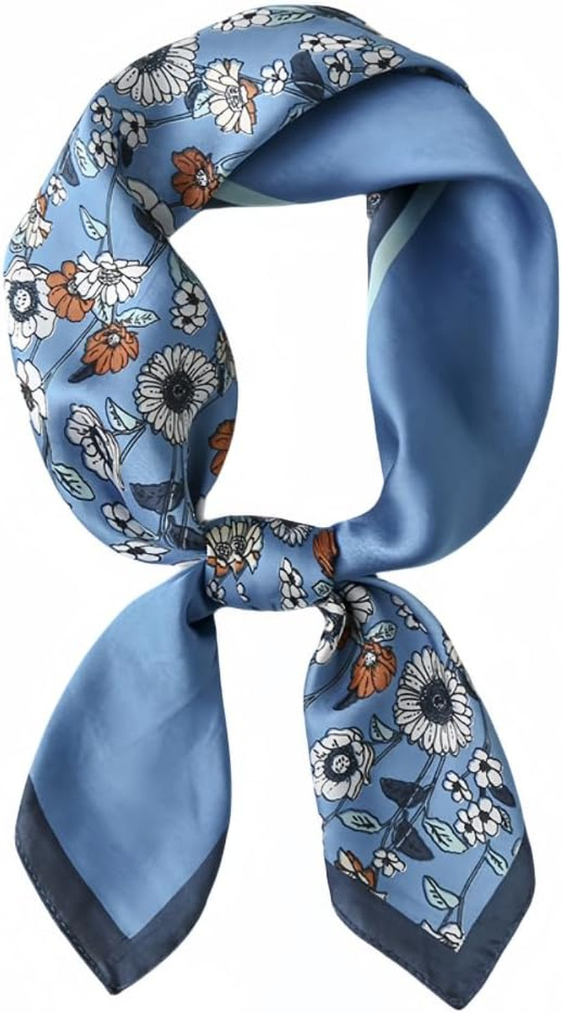 MINIDORA Satin Scarves for Women 27.5 × 27.5 Inches Medium Square Elegant Silk Feeling Head Scarf