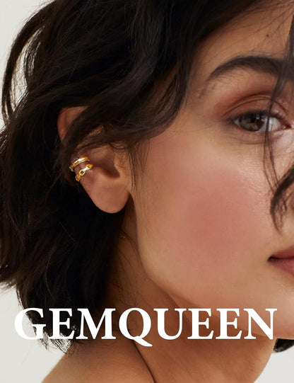 9 Pcs 14K Gold/Silver Plated Ear Cuff Non Piercing Earrings for Women Men - Ear Cuffs Earring Non Pierced Ears Adjustable Clip on Trendy Fake Cartilage Conch Helix Jewelry Set with 5A CZ