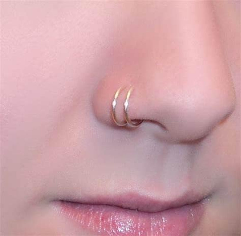 Briana Williams Fake Lip Piercing Fake Lip Ring Fake Nose Ring Fake Nose Piercing Faux Lip Rings Fake Snake Bite Piercing Clip on Non Piercing Double Cartilage Helix Earrings Ear Cuff for Women Men