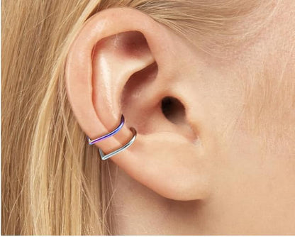 Stainless Steel Fake Nose Rings 18G Non Piercing Clip-On Fake Faux Septum Hypoallergenic Fake Cartilage Earring Clicker Nose Hoop Ring Piercings Jewelry for Women Men