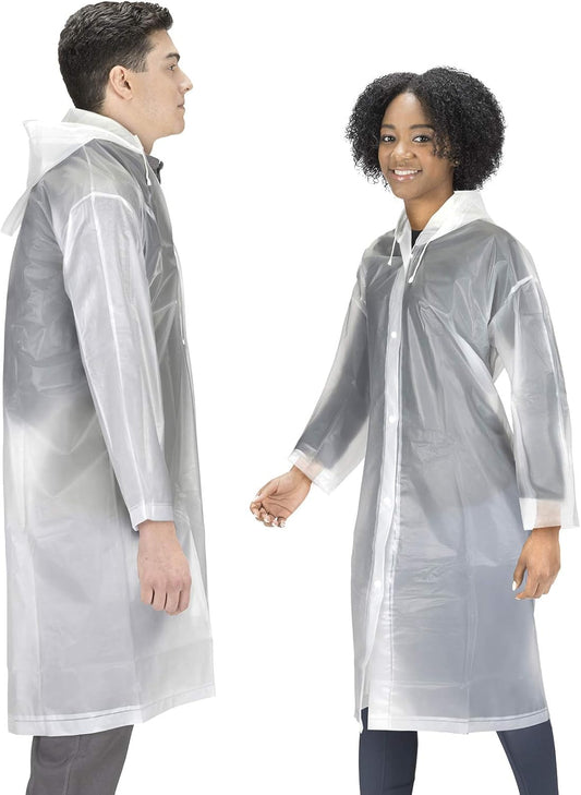 Two pack EVA rain ponchos in clear transparent material for women