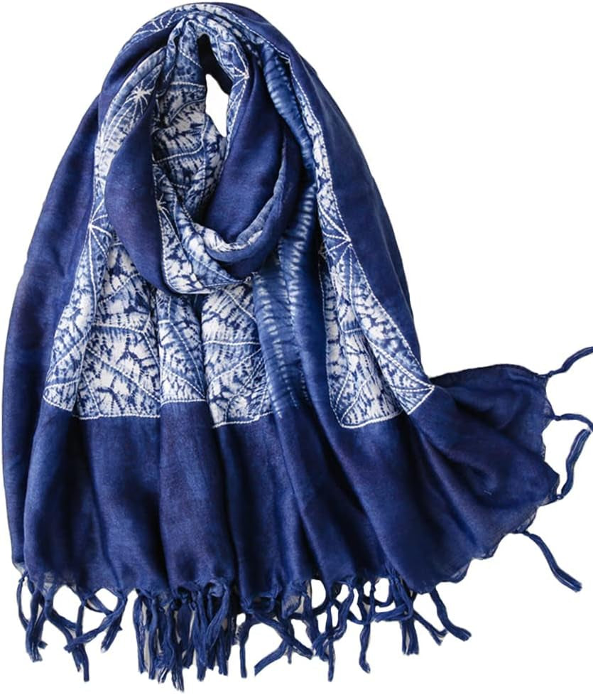 Yeieeo Boho Scarf for Women Lightweight Floral Printed Scarf Fall Winter Fashion Fringed Shawl
