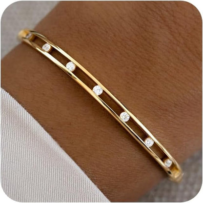 Gold Bangle Bracelets for Women, 18K Gold/Silver Plated Bangles for Women Gold Bracelets for Women Cuff Bracelet Tarnish Free Jewelry for Women Accessories for Her Gifts
