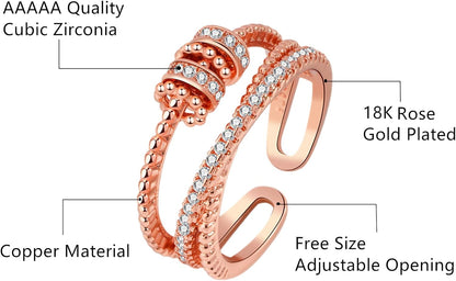 Adjustable anxiety ring for daughter from mom with CZ stones