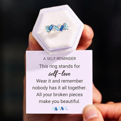 LIU JUN for Memorial - Tiny Heart with Wings Ring, Missing You Always I'Ll Hold You in My Heart Rings Lost Loved One Loss Miscarriage Memorial Jewelry Gift