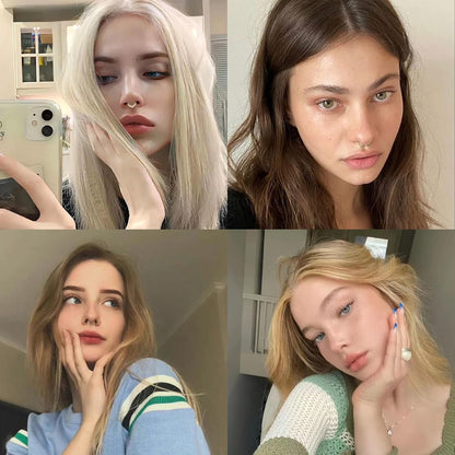 Fake Nose Ring, 8 Pcs Stainless Steel Fake Septum Piercing Faux Septum Rings Faux Clip on Nose Ring for Women Men Non Piercing Nose Jewelry (Gold)