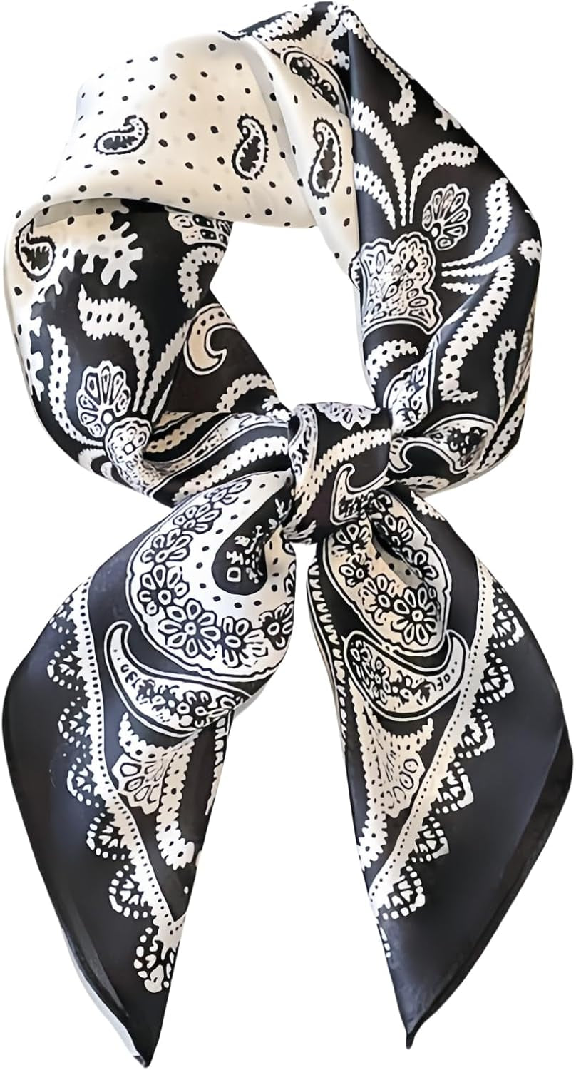 MINIDORA Satin Scarves for Women 27.5 × 27.5 Inches Medium Square Elegant Silk Feeling Head Scarf