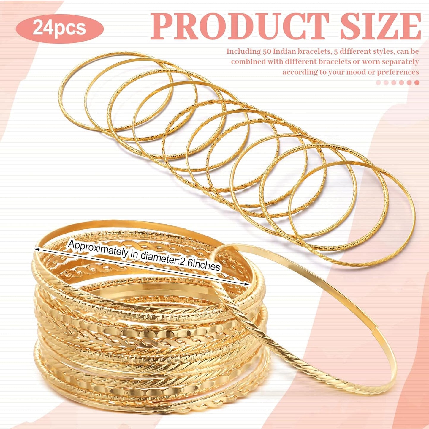 Close up of textured gold chunky bangles showing Indian jewelry craftsmanship