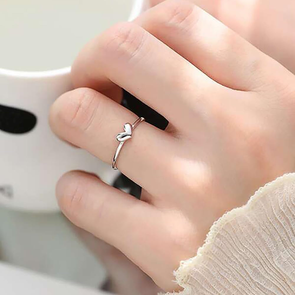 Simple Fashion Heart Love Ring Lady Daily Wearable Versatile Jewelry