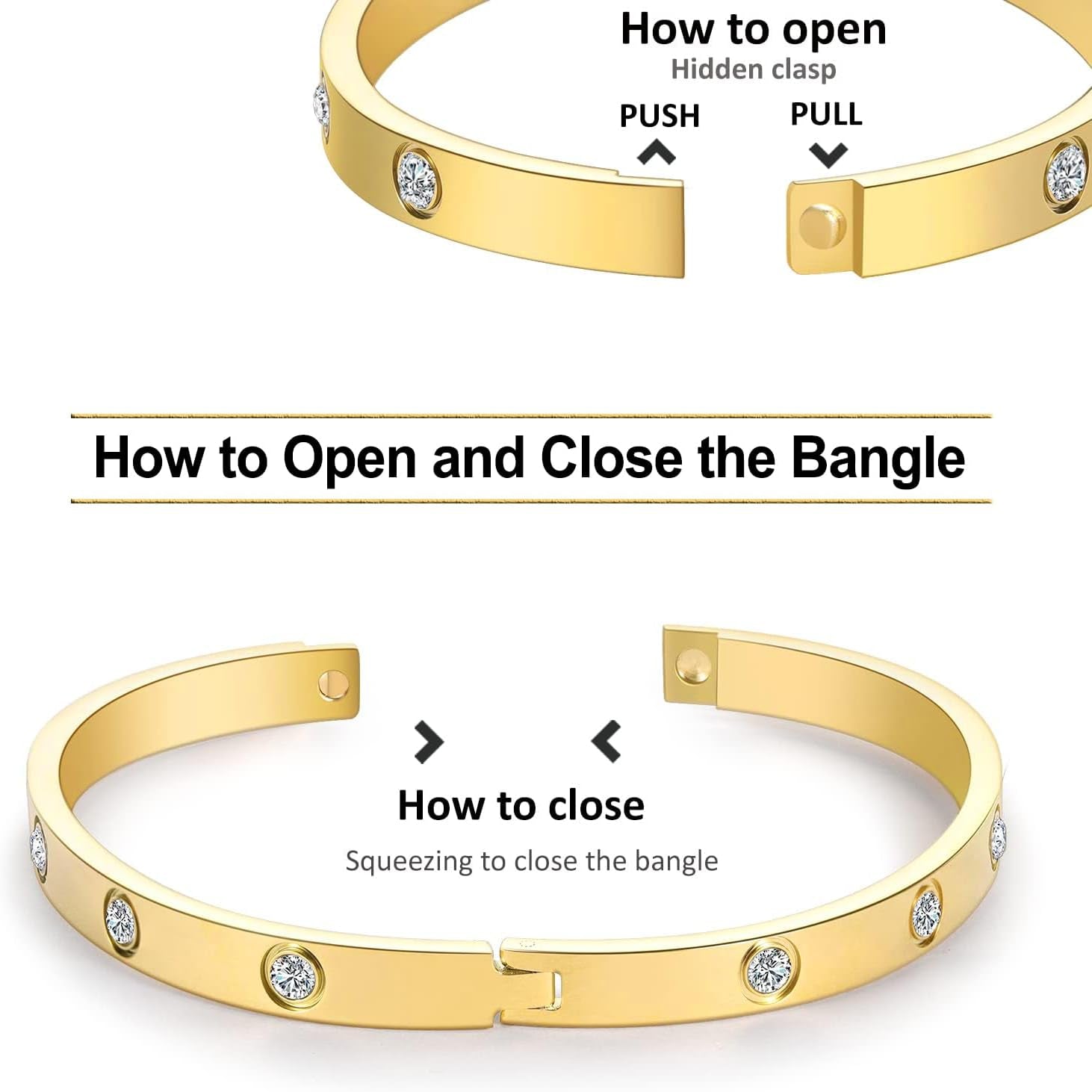 YOUNGGRACE Womens Stackable Floral Gold Bracelets 3Pcs