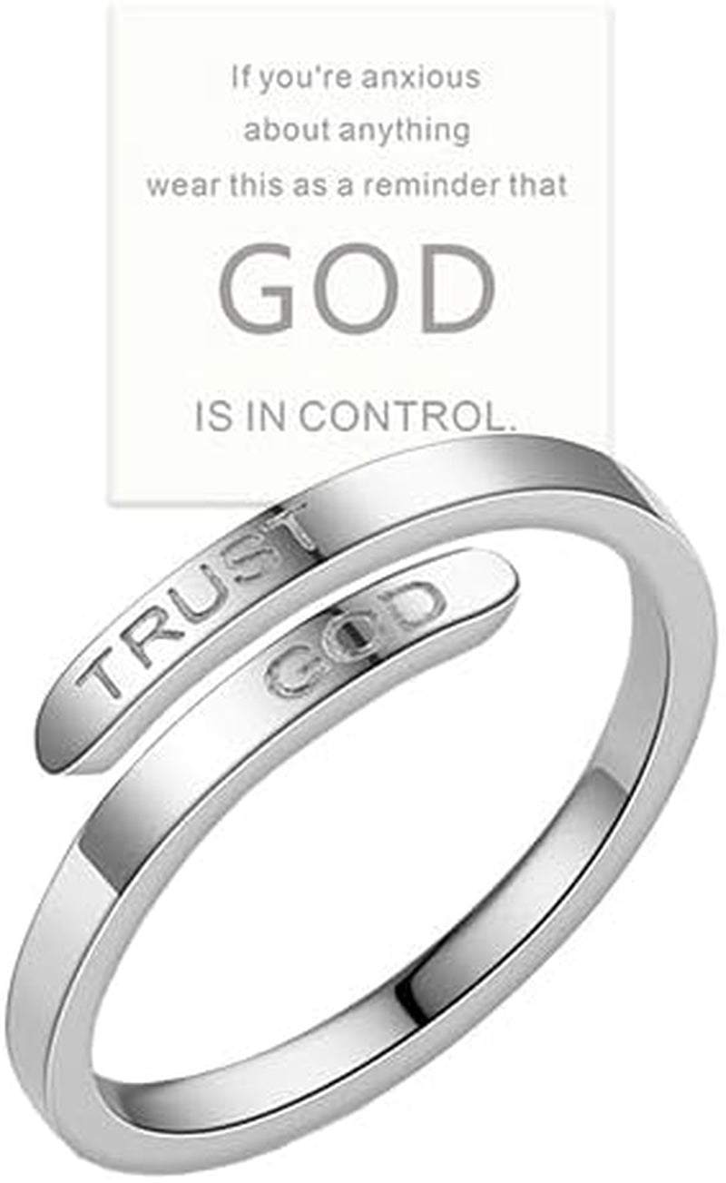 Religious inspirational cross ring women men silver jewelry