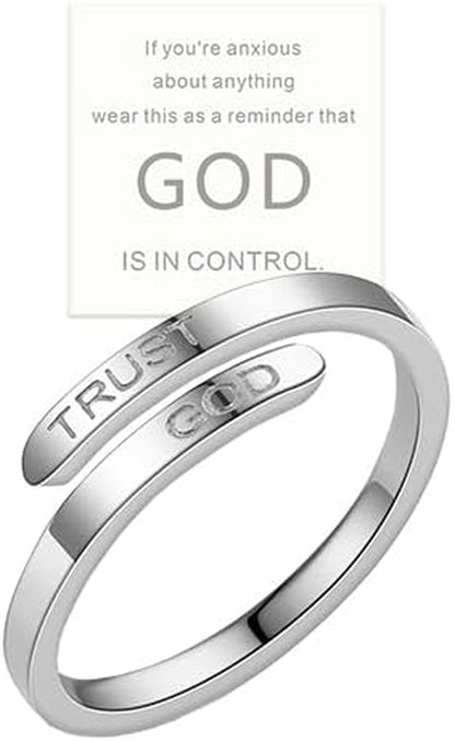 Religious inspirational cross ring women men silver jewelry