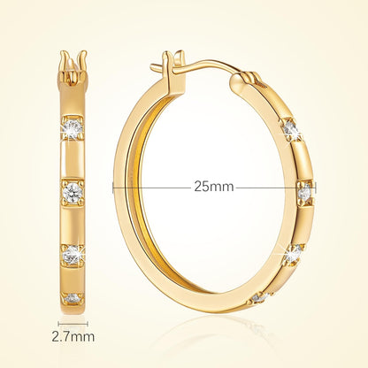 14K Gold Hoop Earrings for Womens Hoops Earrings Small Gold Hoop Earring with Cubic Zirconia Stones 14K Hoops Earring 20/25Mm