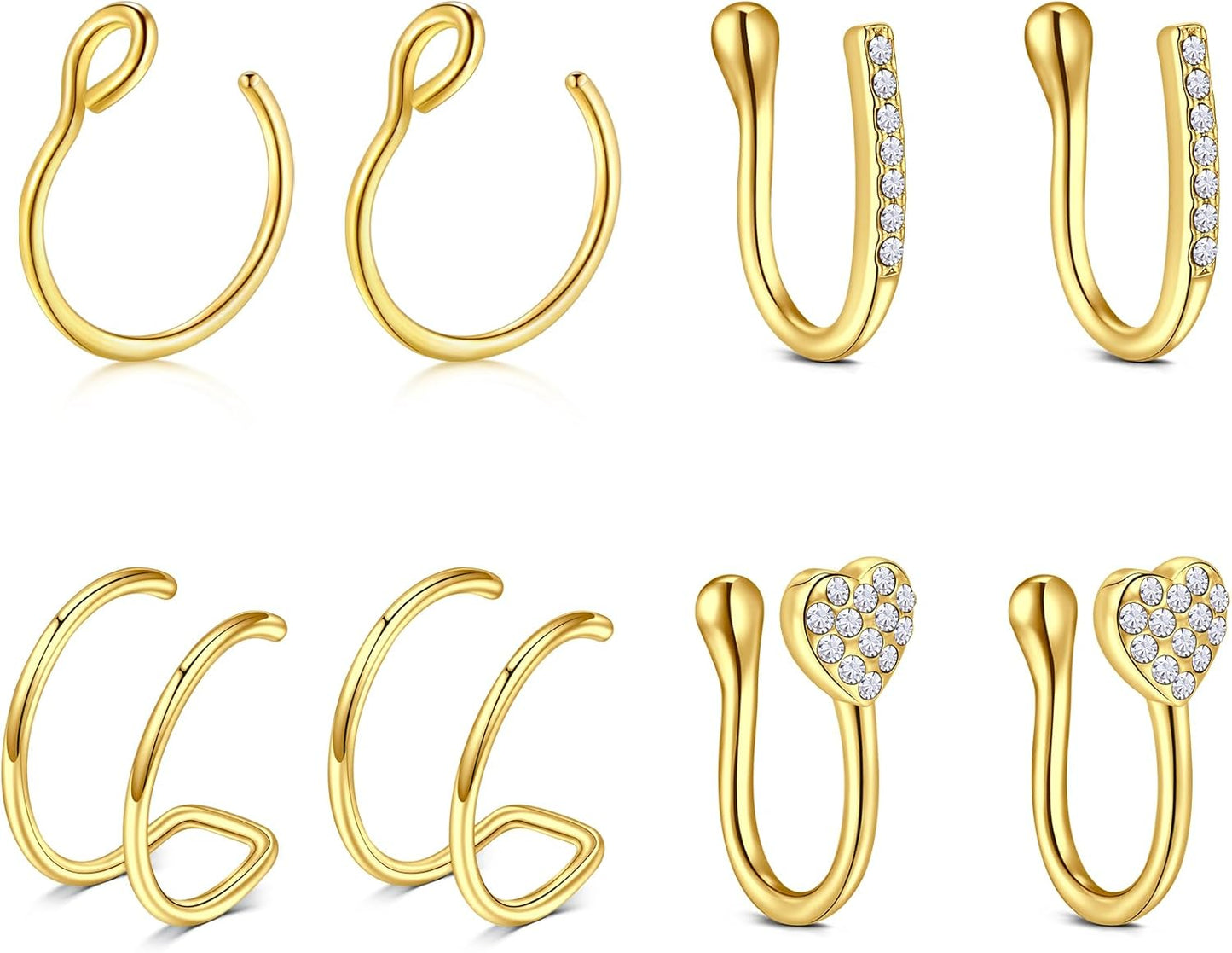 Briana Williams Fake Nose Ring Gold Fake Nose Rings for Women Clip on Fake Nose Piercing Non Piercing Faux Nose Piercing Jewelry