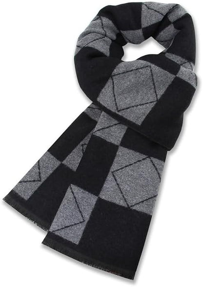 Define Essentials Men'S Winter Warm Long Soft Plaid Scarf with Tassels, Soft Classic Mens Scraves