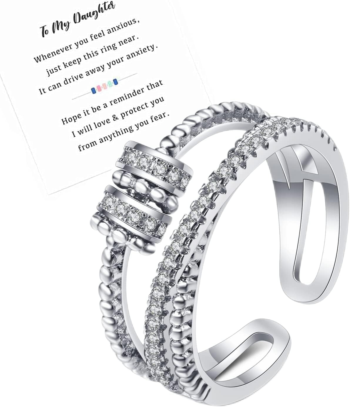Adjustable anxiety relief ring for all finger sizes