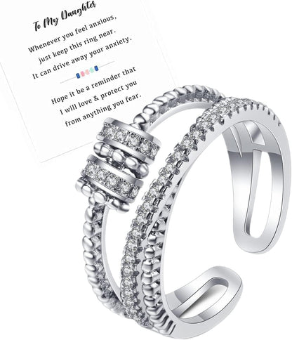 Adjustable anxiety relief ring for all finger sizes