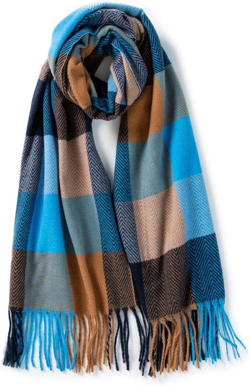 Villand Women'S Wool Scarf - Cashmere Feel Winter Checked Scarves for Women, Large Soft Thick Shawls and Wraps with Gift Box