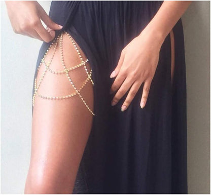 Sexy Rhinestone Body Chain Jewelry - Thigh and Leg Chain Bracelet for Party Beach Accessories