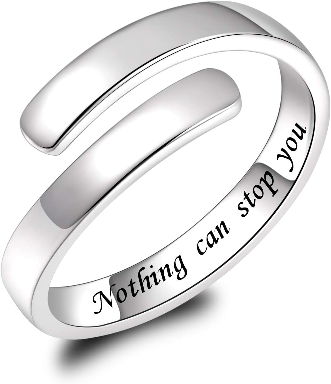 BEILIN 925 Sterling Silver Inspirational Jewelry Rings Adjustable Ring Personality Encouragement Gift for Teens Women