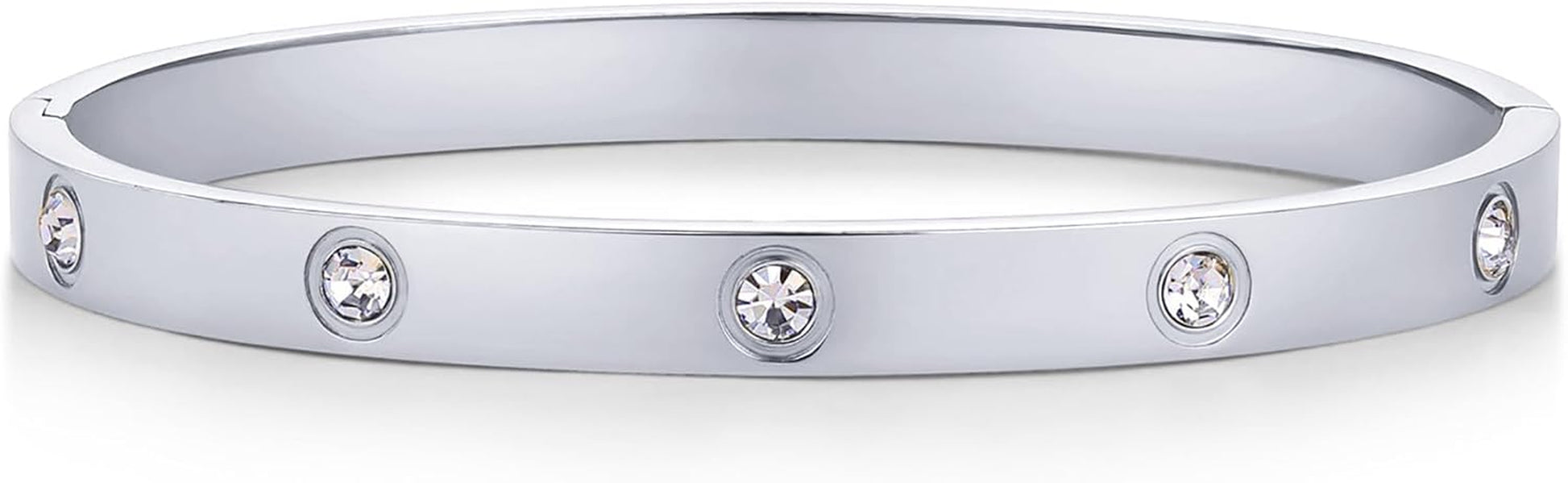 PAVOI 14K gold plated love bangle bracelet with cubic zirconia stones