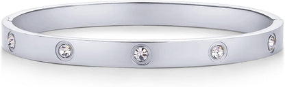PAVOI 14K gold plated love bangle bracelet with cubic zirconia stones