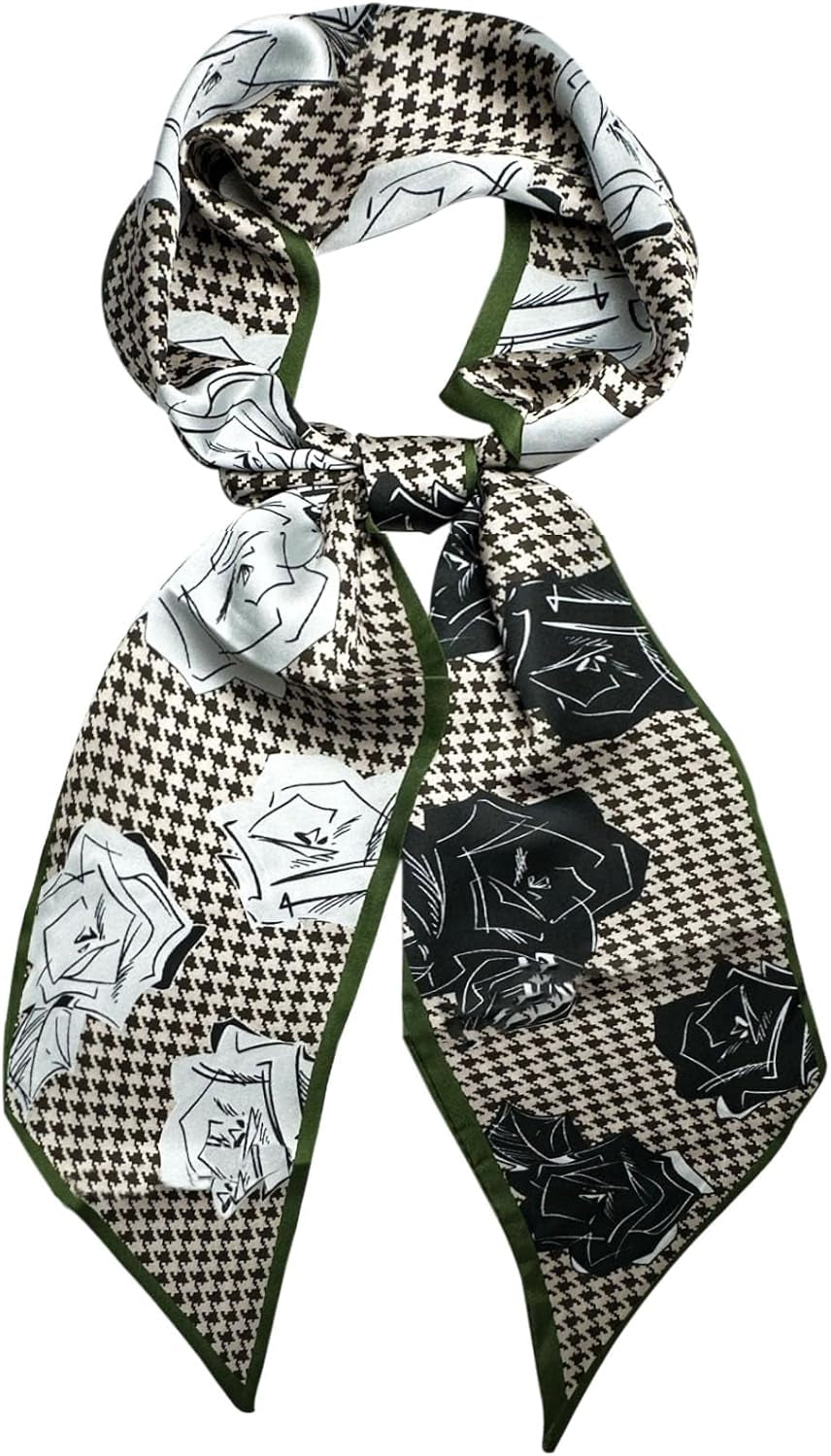 Head Scarf Hair Neck Scarves for Women Purse Bag Scarfs for Handbags Silky Long Thin Satin Headscarf Fashion