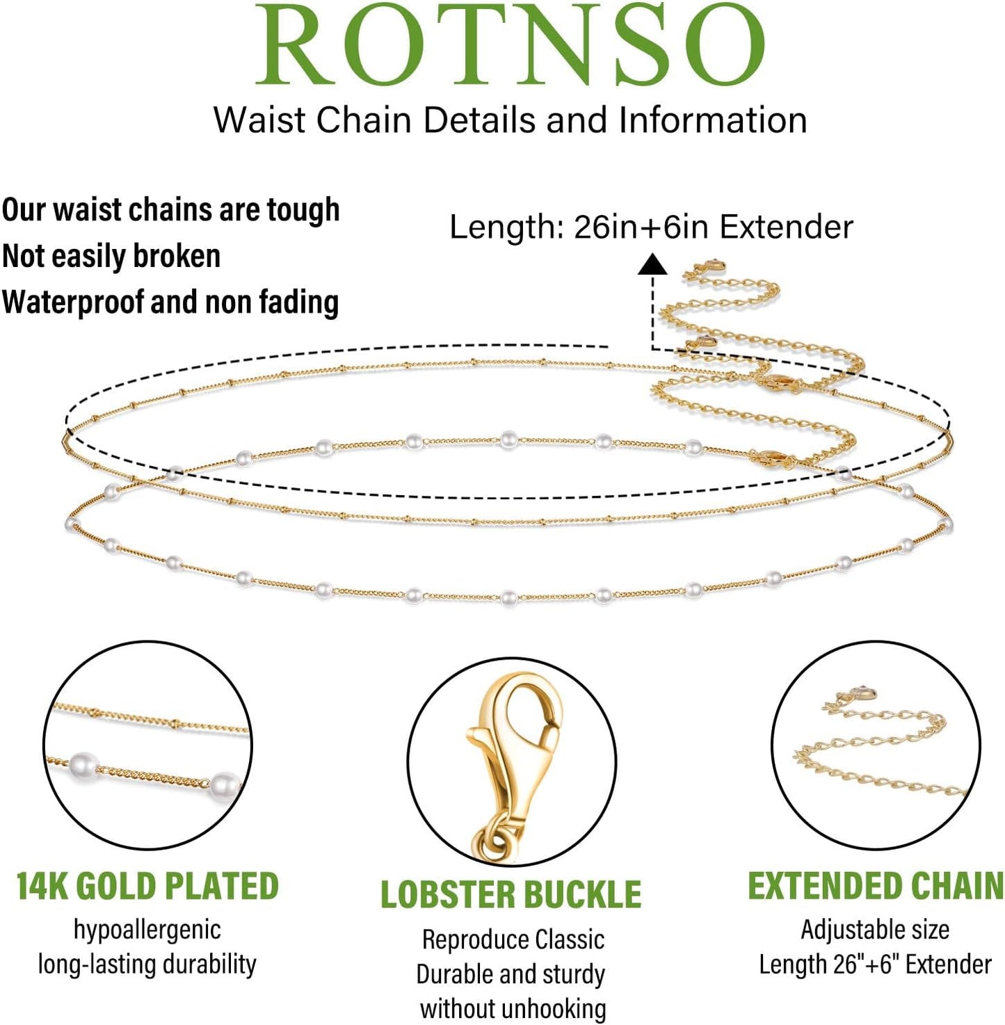 14K Gold Plated Body Chains Dainty Boho Layered Beach Waist Chain Adjustable Bikini Belly Chain Jewelry Accessories for Women Sexy