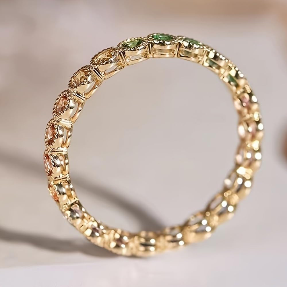 Elegant gold plated ring displayed on ring stand