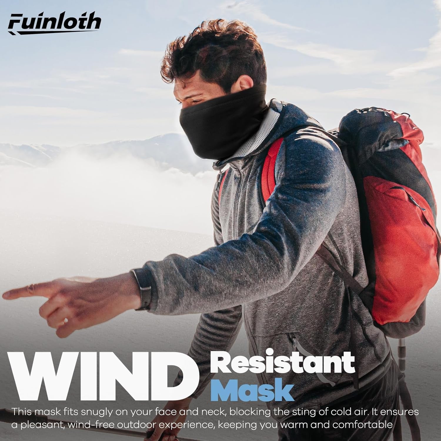 Fuinloth 2 Pack Winter Neck Gaiter, Fleece Warmer Scarf Cold Weather Face Mask Cover for Men/Women