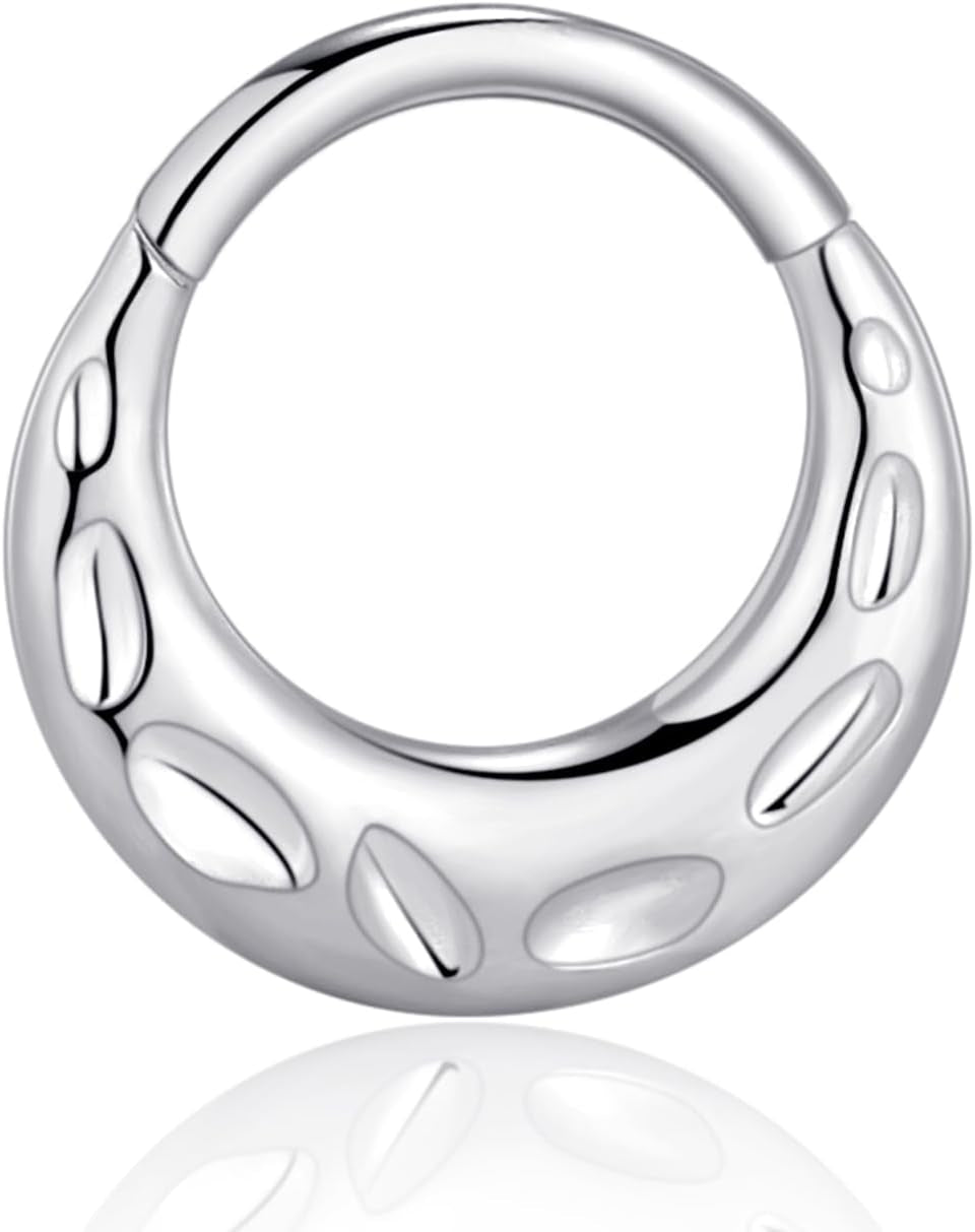 Chain Link Septum Rings: 16G 8Mm Nose Helix Cartilage Daith Tragus Earring Piercing Ring Hoop, Surgical Steel Nose Ear Clicker Rings Piercing Jewelry for Women Men