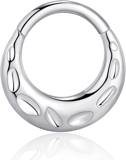 Chain Link Septum Rings: 16G 8Mm Nose Helix Cartilage Daith Tragus Earring Piercing Ring Hoop, Surgical Steel Nose Ear Clicker Rings Piercing Jewelry for Women Men