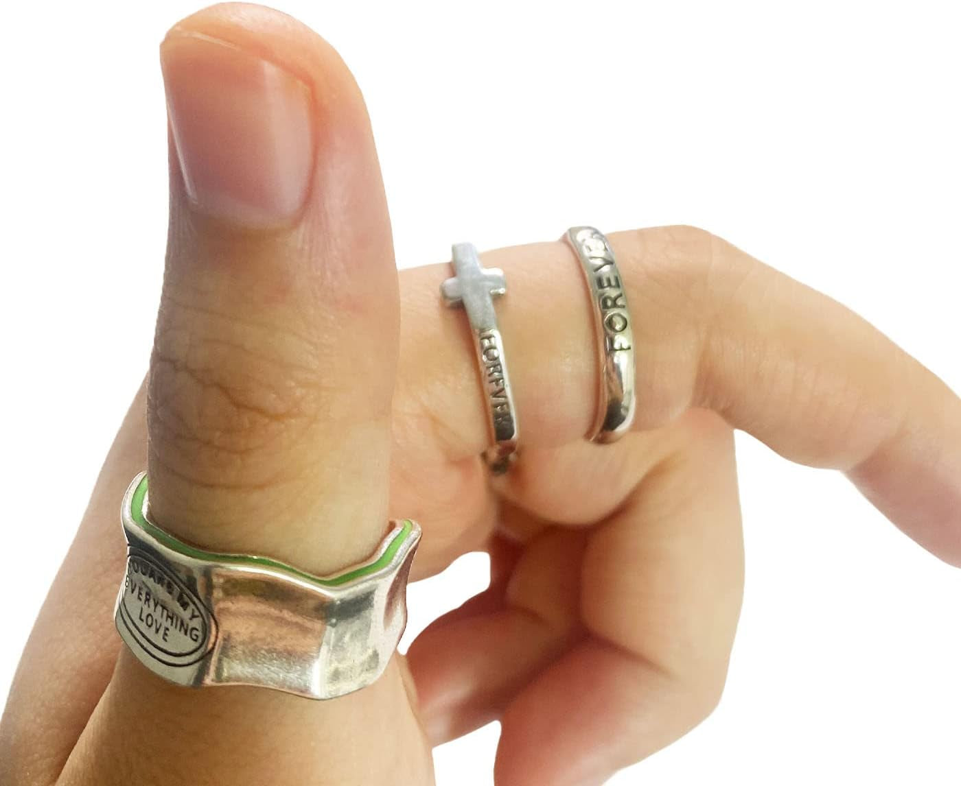 Handmade Vintage 925 Sterling Silver Wide Band Rings for Women/Men,Adjustable Thumb Finger Ring