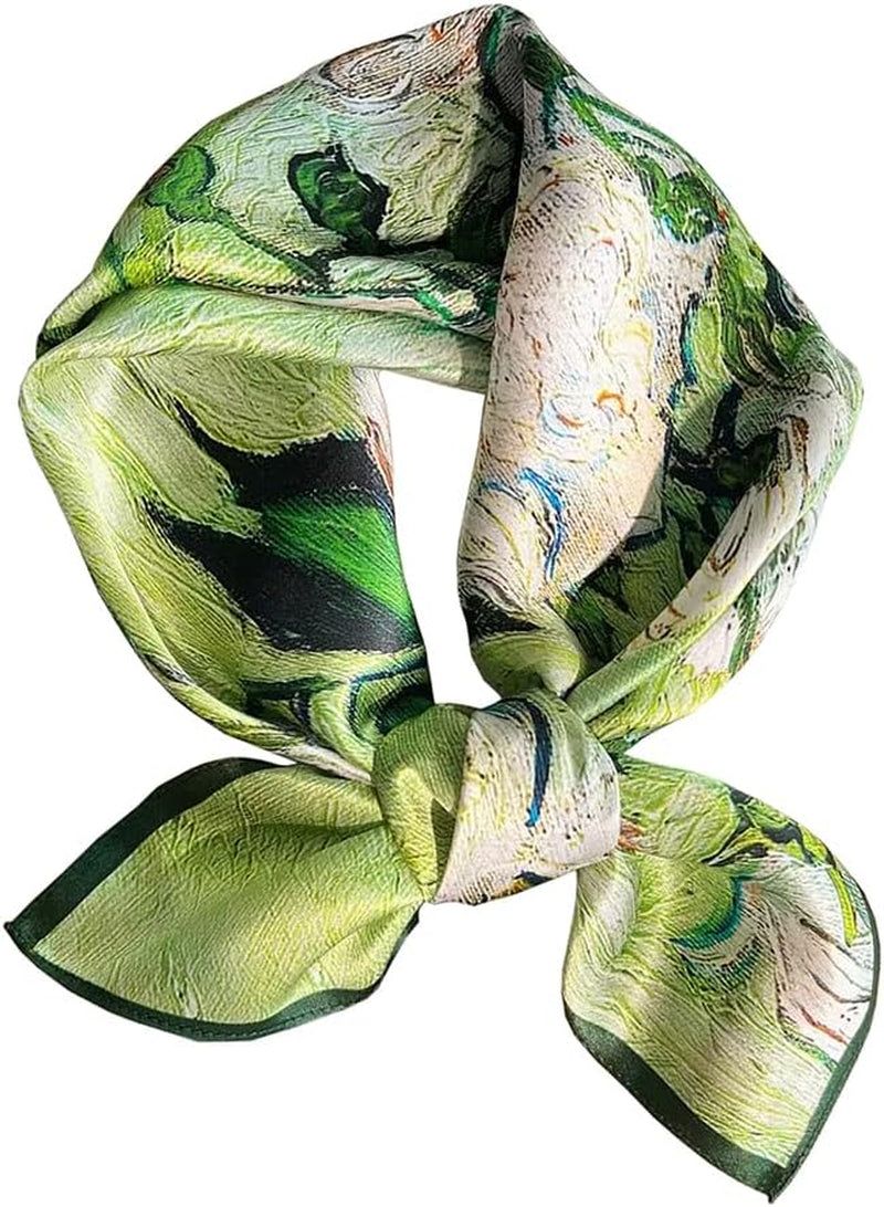 ANDANTINO 100% Mulberry Silk Square Scarf for Hair-25.6" X25.6'' Women Men Natural Silk Neckerchief Digital Printed Headscarf