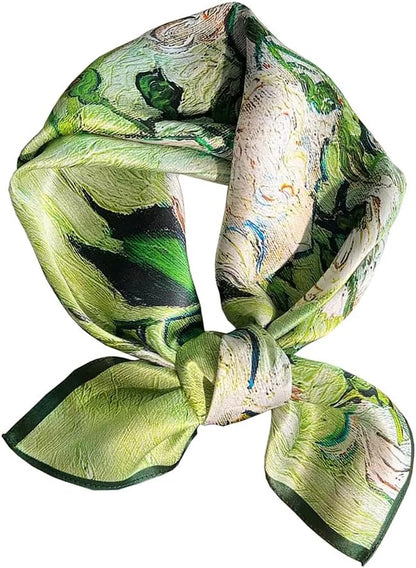 ANDANTINO 100% Mulberry Silk Square Scarf for Hair-25.6" X25.6'' Women Men Natural Silk Neckerchief Digital Printed Headscarf