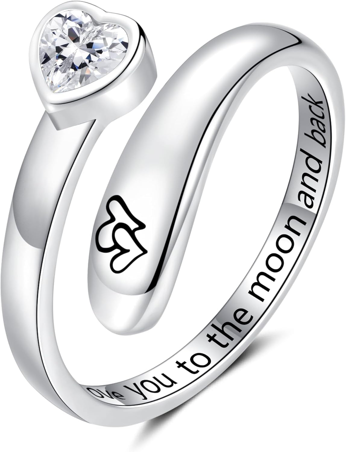 925 Sterling Silver Just Breathe Ring for Women Adjustable Heart Ring Personality Inspirational Jewelry Gifts
