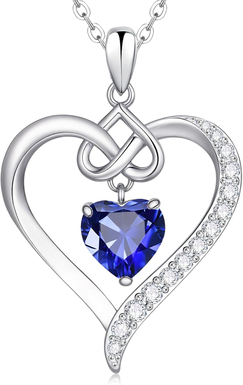 Heart Birthstone Pendant Necklaces for Women - Dainty 925 Sterling Silver Necklace 12 Month Birthstone Jewelry Birthday Anniversary Christmas Jewelry Gifts for Girlfriend Mom Daughter Lady Her