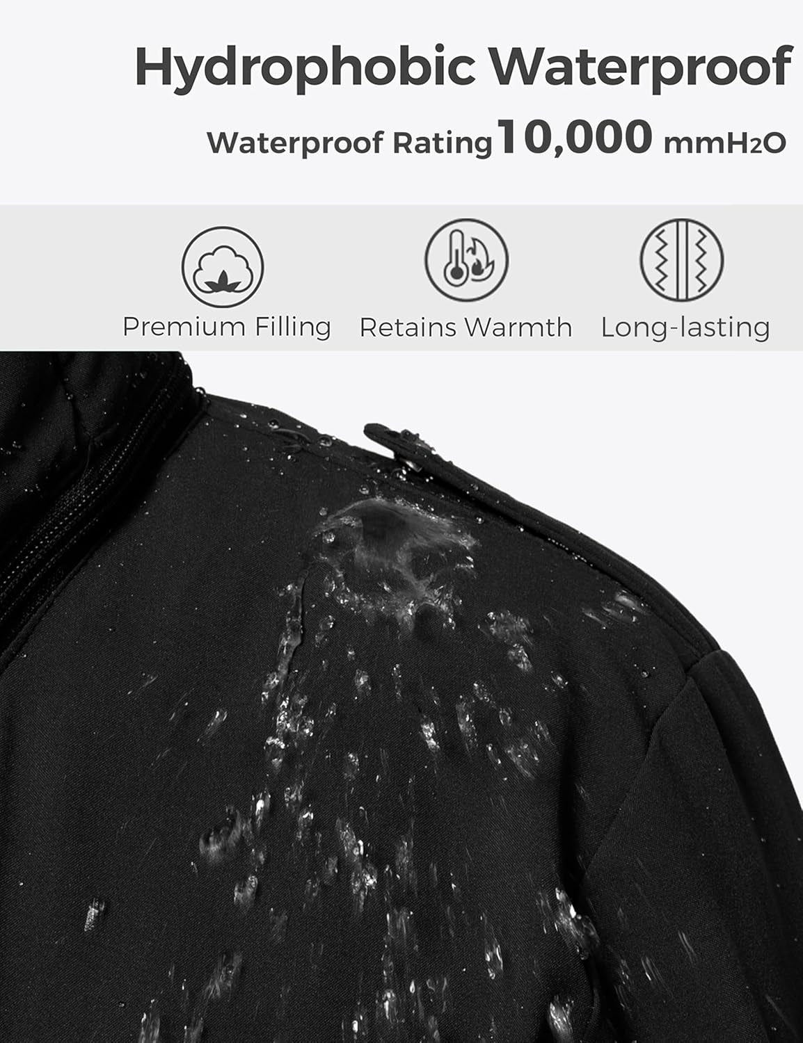 Quilted parka jacket close-up of fabric texture and quality